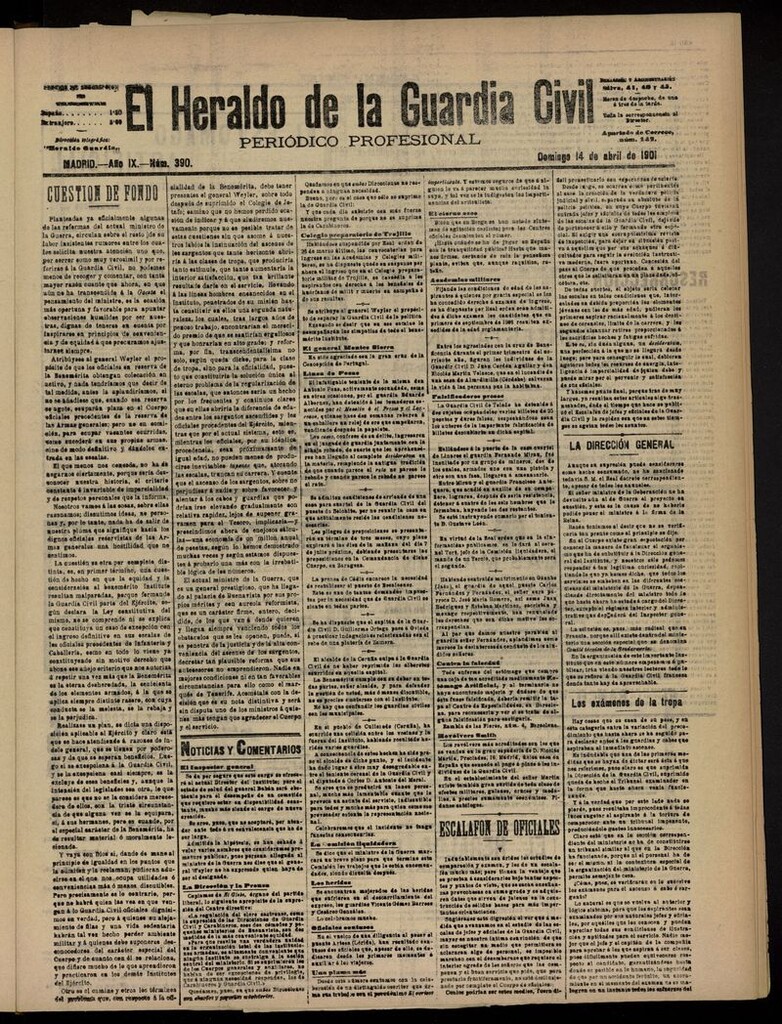 Miniatura de Heraldo de la Guardia Civil del 14 de abril de 1901