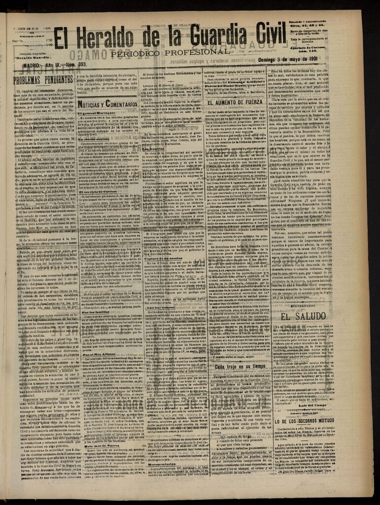 Miniatura de Heraldo de la Guardia Civil del 5 de mayo de 1901