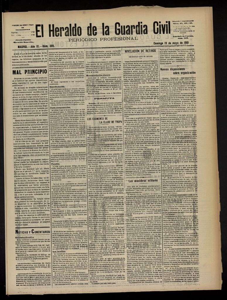 Miniatura de Heraldo de la Guardia Civil del 19 de mayo de 1901