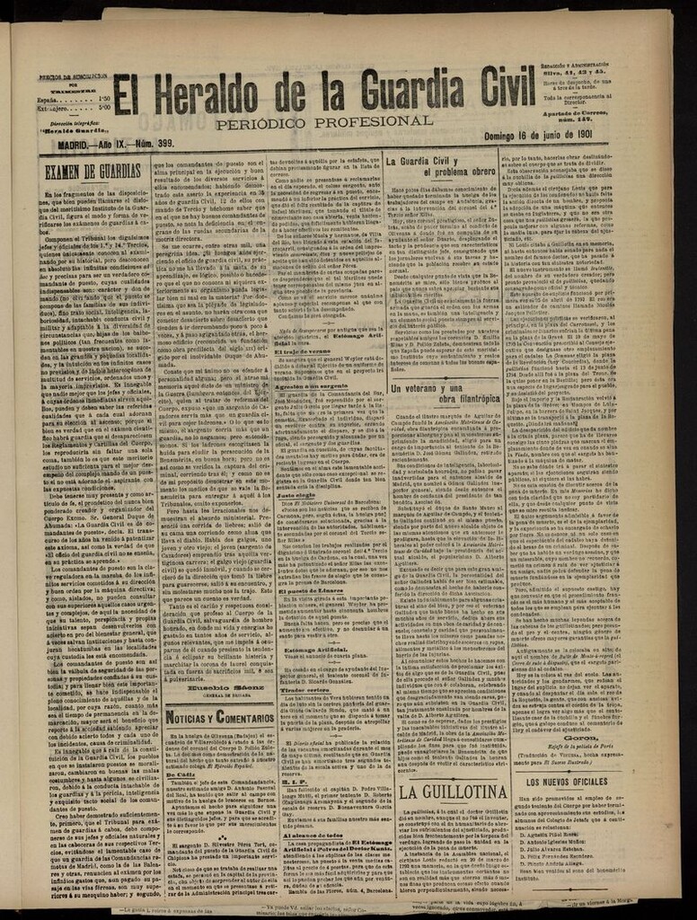 Miniatura de Heraldo de la Guardia Civil del 16 de junio de 1901
