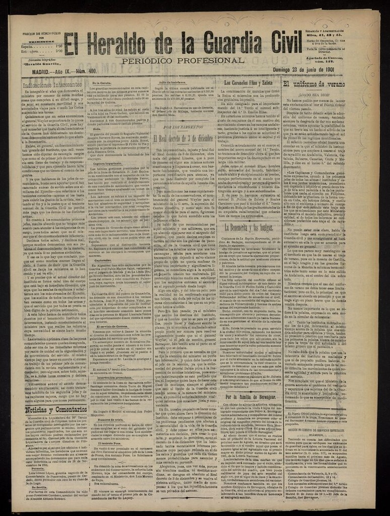 Miniatura de Heraldo de la Guardia Civil del 23 de junio de 1901