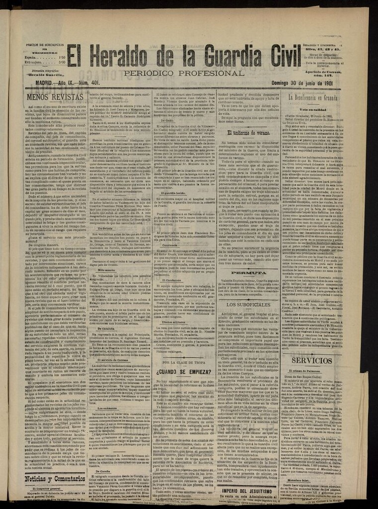 Miniatura de Heraldo de la Guardia Civil del 30 de junio de 1901