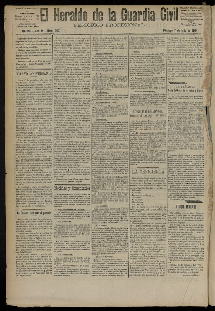 Miniatura de Heraldo de la Guardia Civil del 7 de julio de 1901