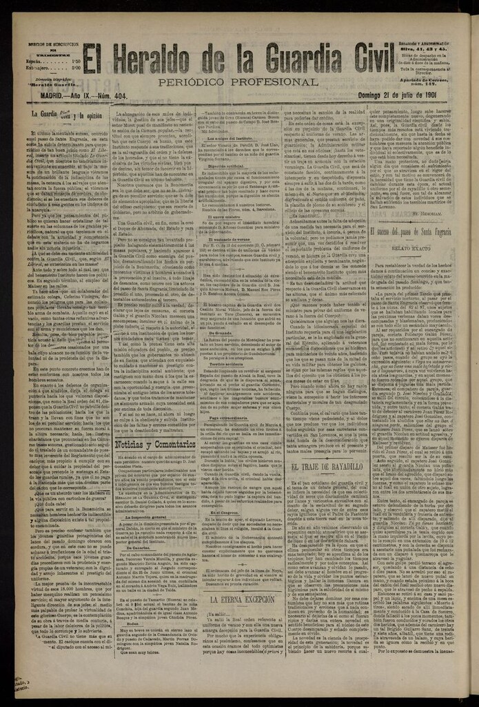 Miniatura de Heraldo de la Guardia Civil del 21 de julio de 1901