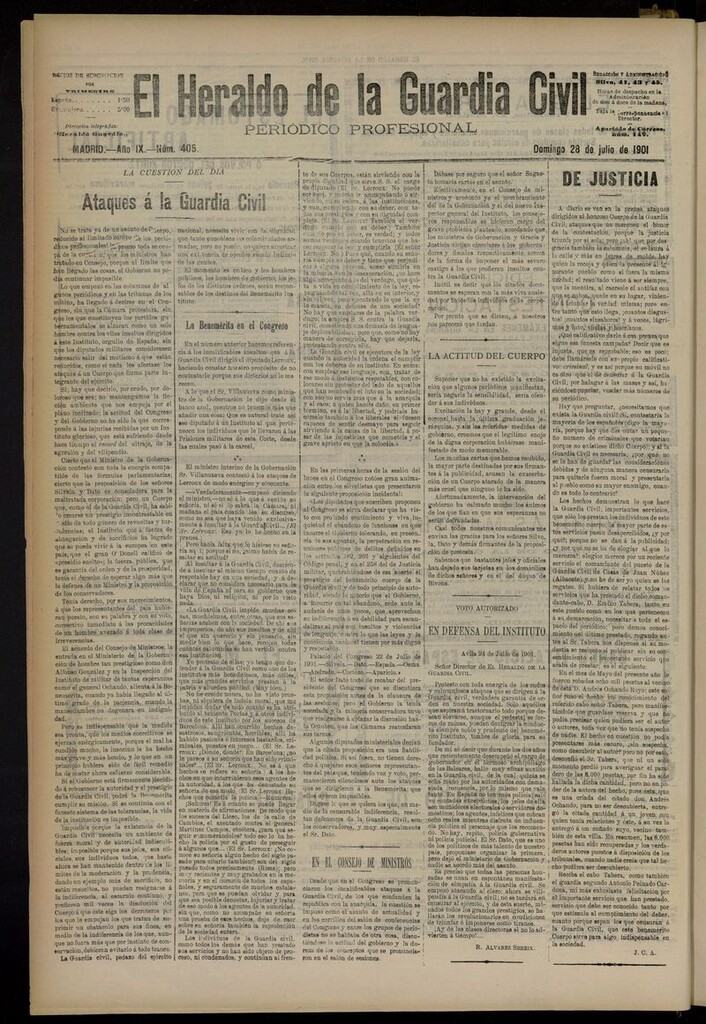 Miniatura de Heraldo de la Guardia Civil del 28 de julio de 1901