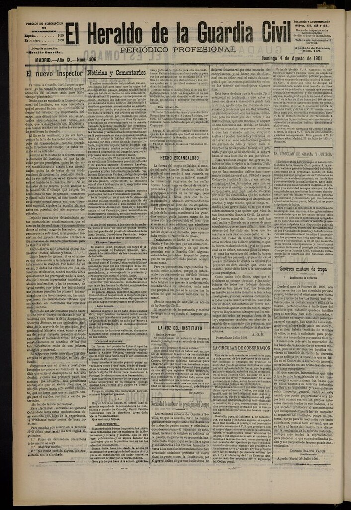Miniatura de Heraldo de la Guardia Civil del 4 de agosto de 1901