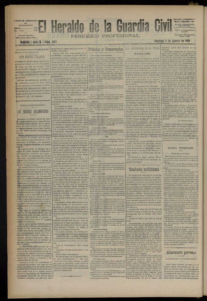 Miniatura de Heraldo de la Guardia Civil del 11 de agosto de 1901