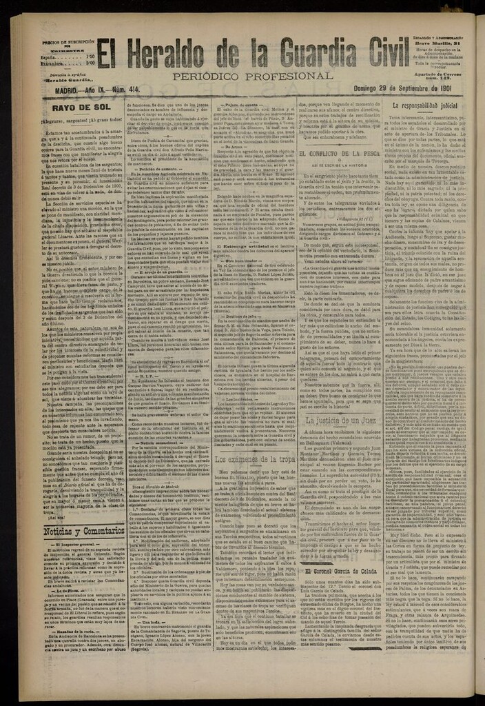 Miniatura de Heraldo de la Guardia Civil del 29 de septiembre de 1901