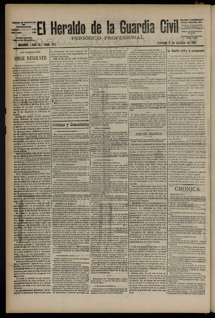 Miniatura de Heraldo de la Guardia Civil del 6 de octubre de 1901