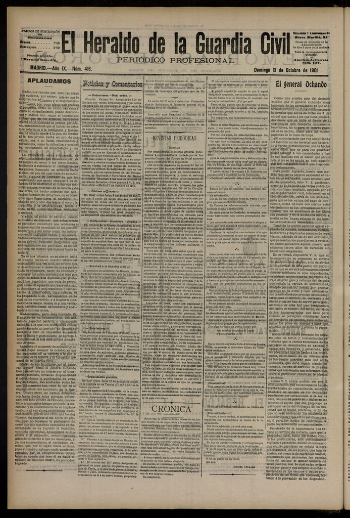 Miniatura de Heraldo de la Guardia Civil del 13 de octubre de 1901