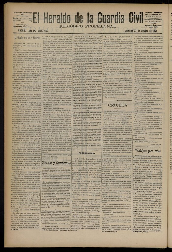 Miniatura de Heraldo de la Guardia Civil del 27 de octubre de 1901
