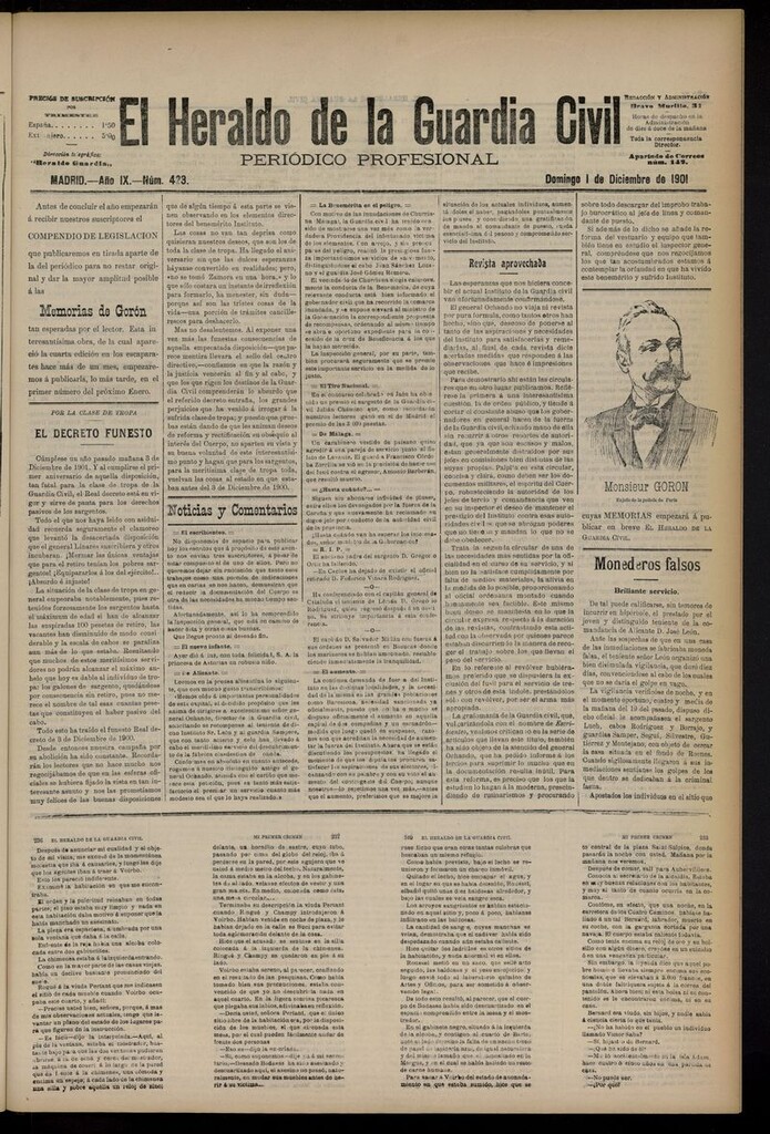 Miniatura de Heraldo de la Guardia Civil del 1 de diciembre de 1901