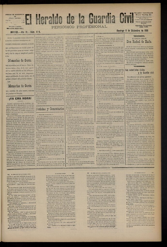 Miniatura de Heraldo de la Guardia Civil del 8 de diciembre de 1901