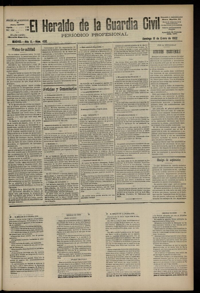 Miniatura de Heraldo de la Guardia Civil del 19 de enero de 1902