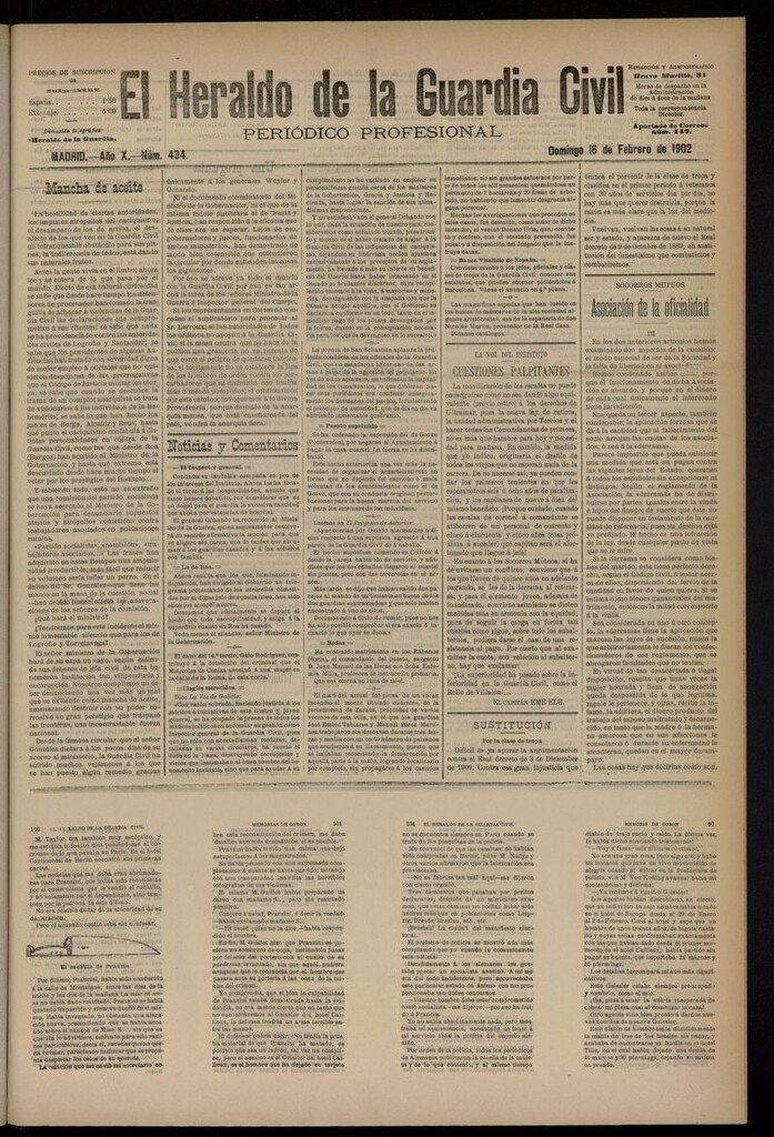 Miniatura de Heraldo de la Guardia Civil del 16 de febrero de 1902