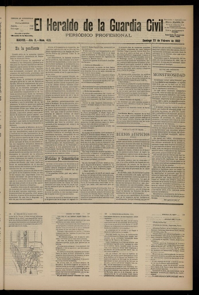 Miniatura de Heraldo de la Guardia Civil del 23 de febrero de 1902