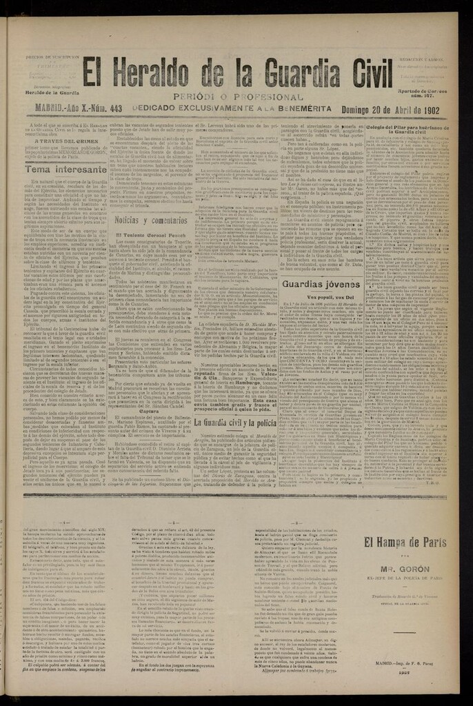 Miniatura de Heraldo de la Guardia Civil del 20 de abril de 1902