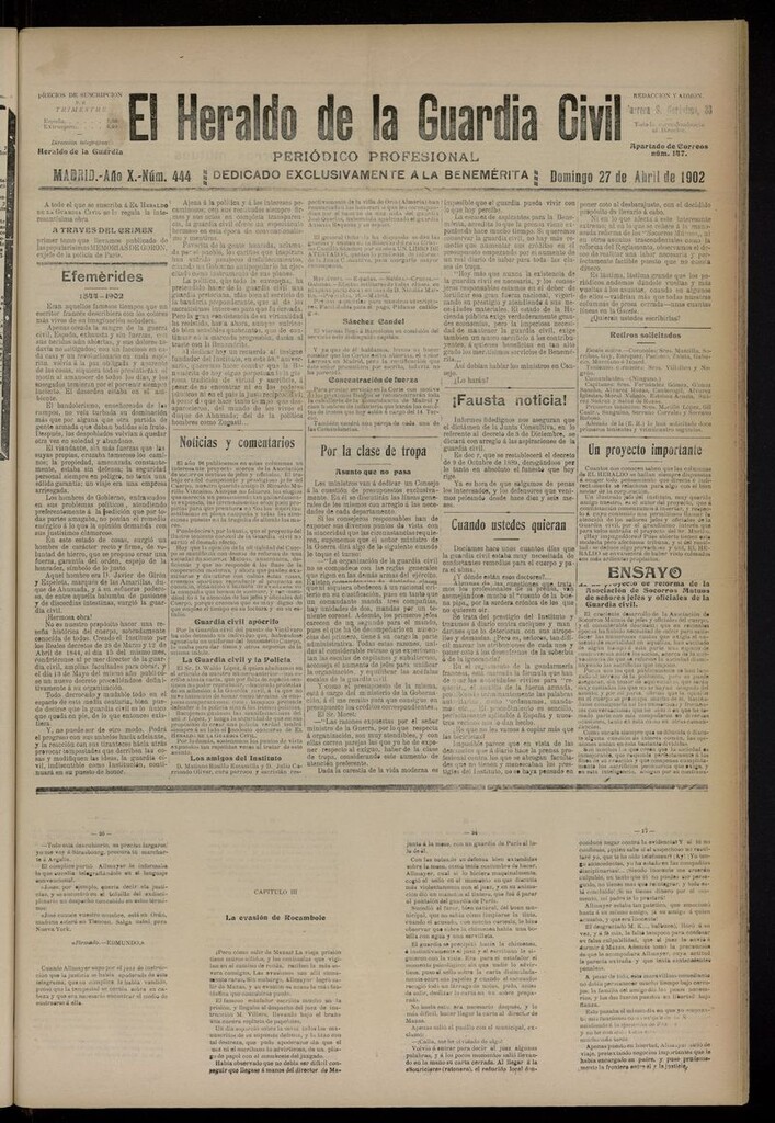 Miniatura de Heraldo de la Guardia Civil del 27 de abril de 1902