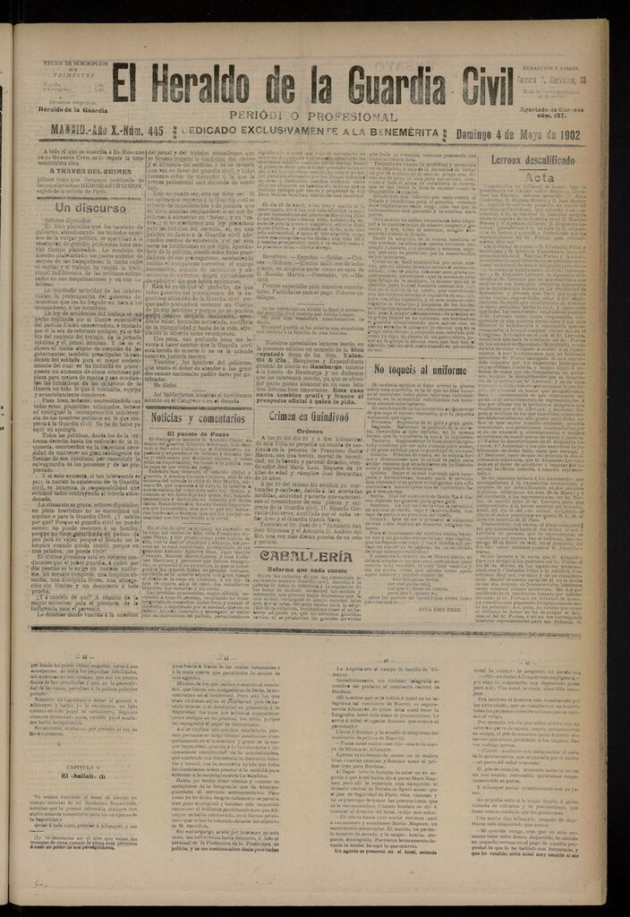 Miniatura de Heraldo de la Guardia Civil del 4 de mayo de 1902