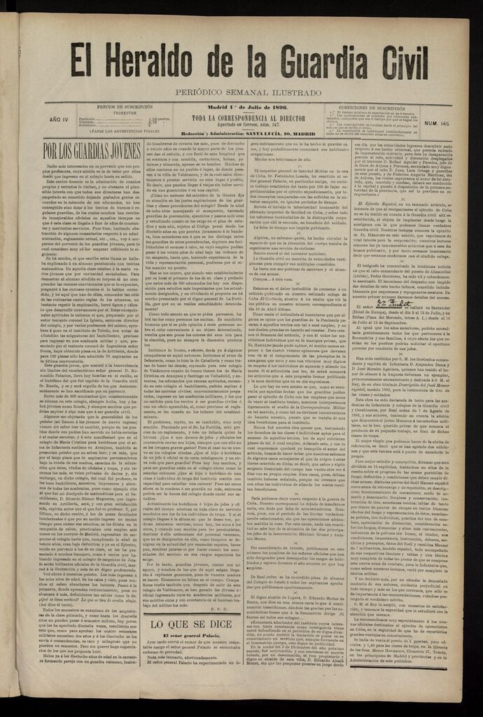 Miniatura de Heraldo de la Guardia Civil del 1 de julio de 1896