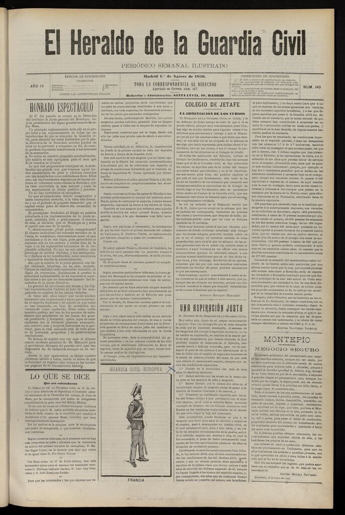 Miniatura de Heraldo de la Guardia Civil del 1 de agosto de 1896