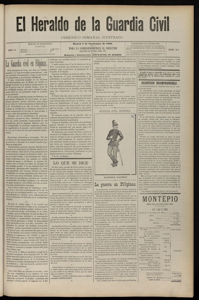 Miniatura de Heraldo de la Guardia Civil del 8 de septiembre de 1896