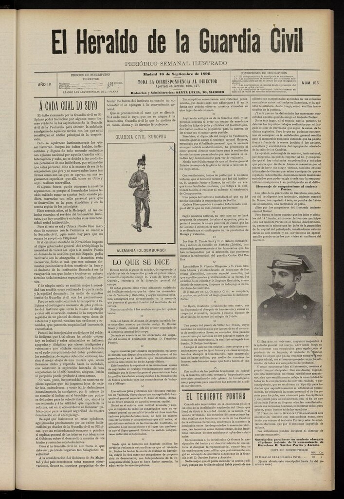 Miniatura de Heraldo de la Guardia Civil del 16 de septiembre de 1896