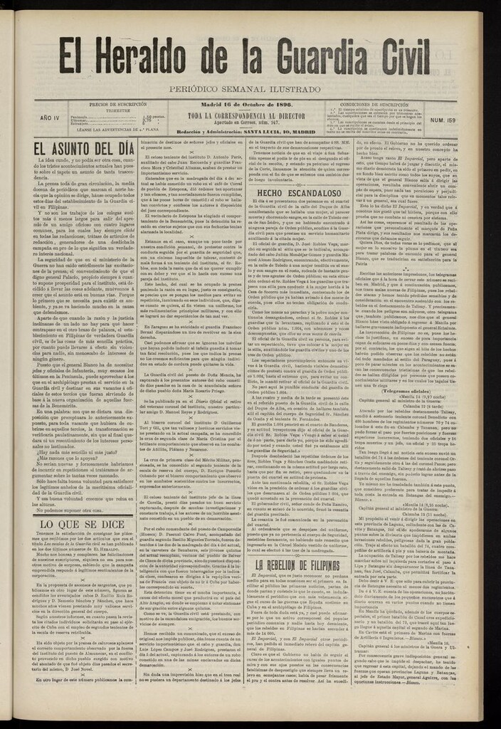 Miniatura de Heraldo de la Guardia Civil del 16 de octubre de 1896