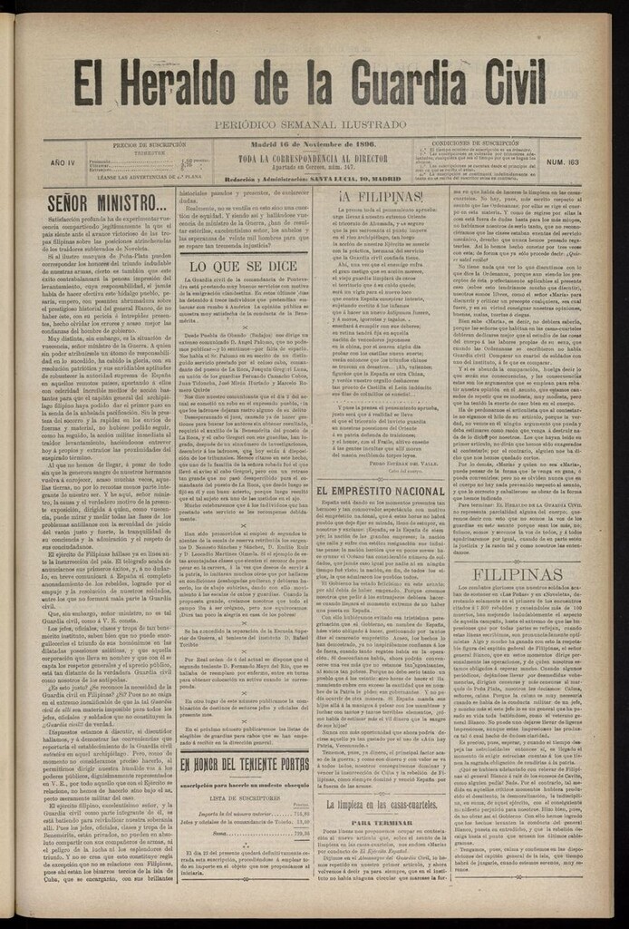 Miniatura de Heraldo de la Guardia Civil del 16 de noviembre de 1896