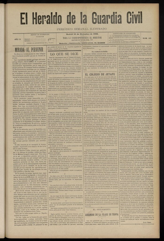 Miniatura de Heraldo de la Guardia Civil del 24 de diciembre de 1896