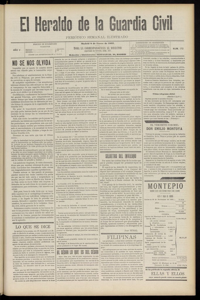 Miniatura de Heraldo de la Guardia Civil del 8 de enero de 1897