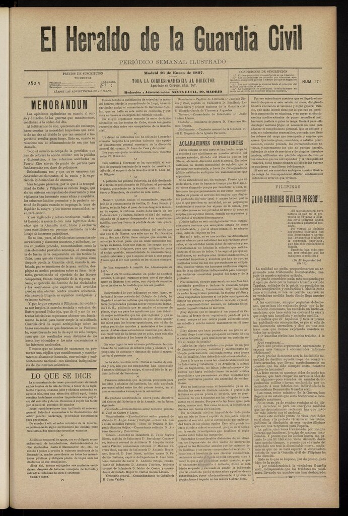 Miniatura de Heraldo de la Guardia Civil del 16 de enero de 1897