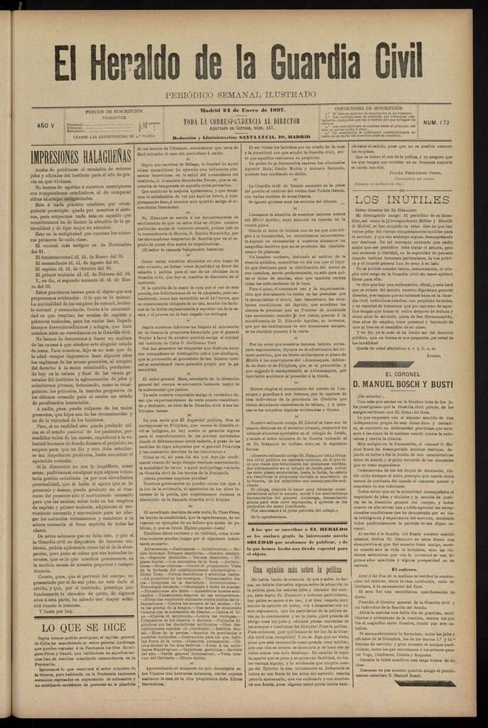 Miniatura de Heraldo de la Guardia Civil del 24 de enero de 1897