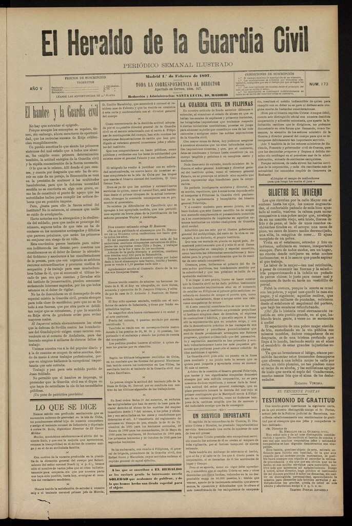 Miniatura de Heraldo de la Guardia Civil del 1 de febrero de 1897