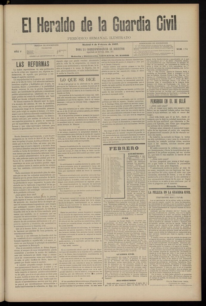 Miniatura de Heraldo de la Guardia Civil del 8 de febrero de 1897