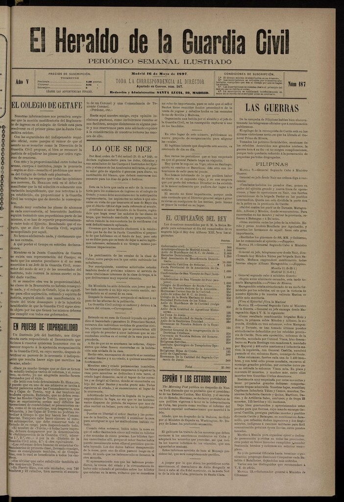 Miniatura de Heraldo de la Guardia Civil del 16 de mayo de 1897