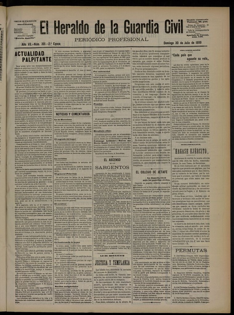 Miniatura de Heraldo de la Guardia Civil del 30 de julio de 1899