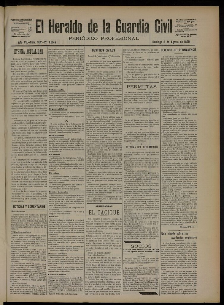 Miniatura de Heraldo de la Guardia Civil del 6 de agosto de 1899
