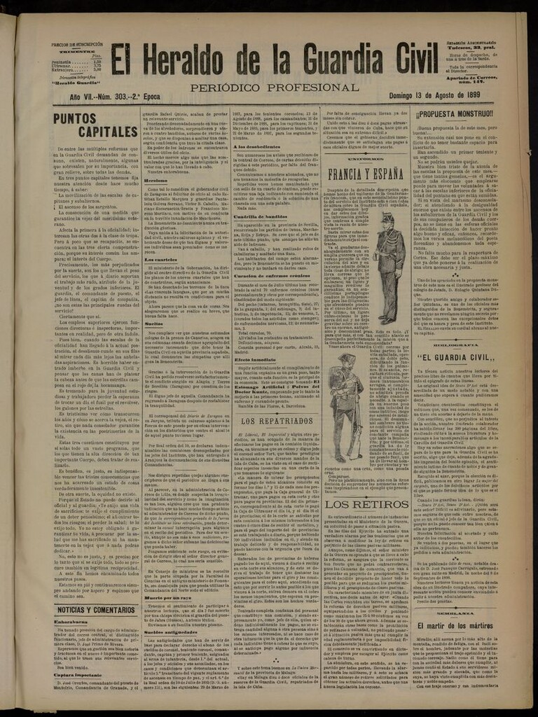 Miniatura de Heraldo de la Guardia Civil del 13 de agosto de 1899