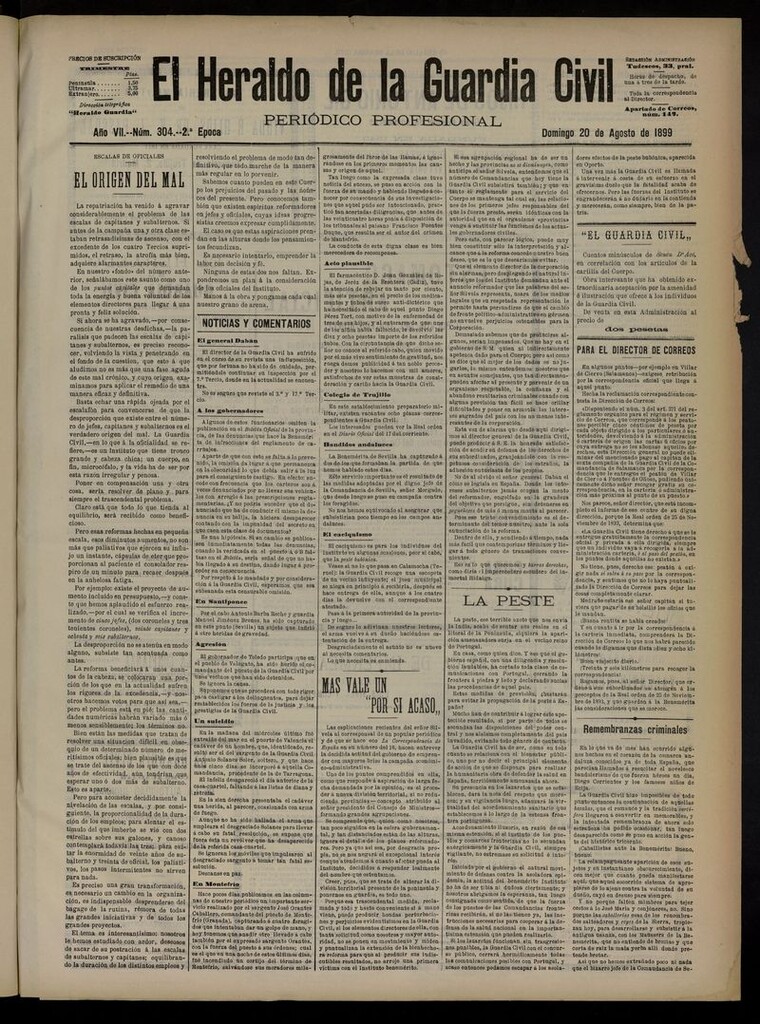 Miniatura de Heraldo de la Guardia Civil del 20 de agosto de 1899