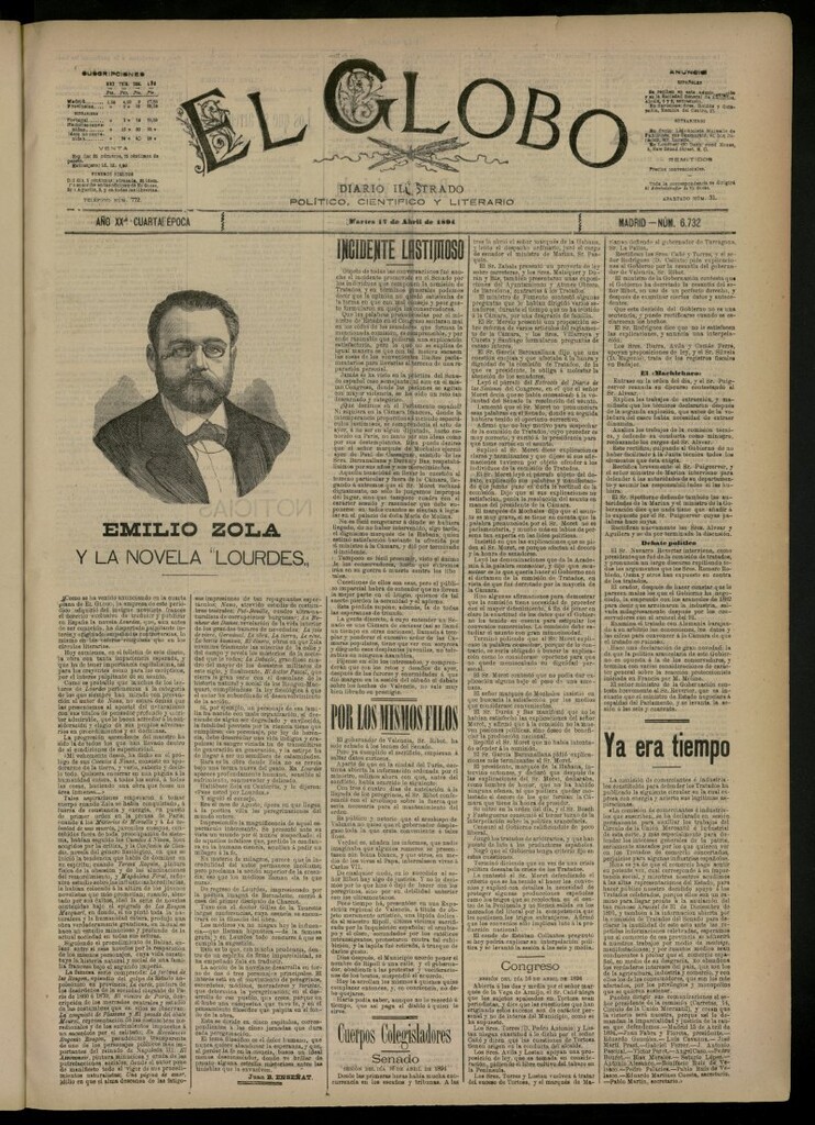 Miniatura de El Globo : diario ilustrado del 17 de abril de 1894, nº 6732