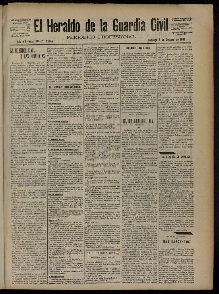 Miniatura de Heraldo de la Guardia Civil del 8 de octubre de 1899