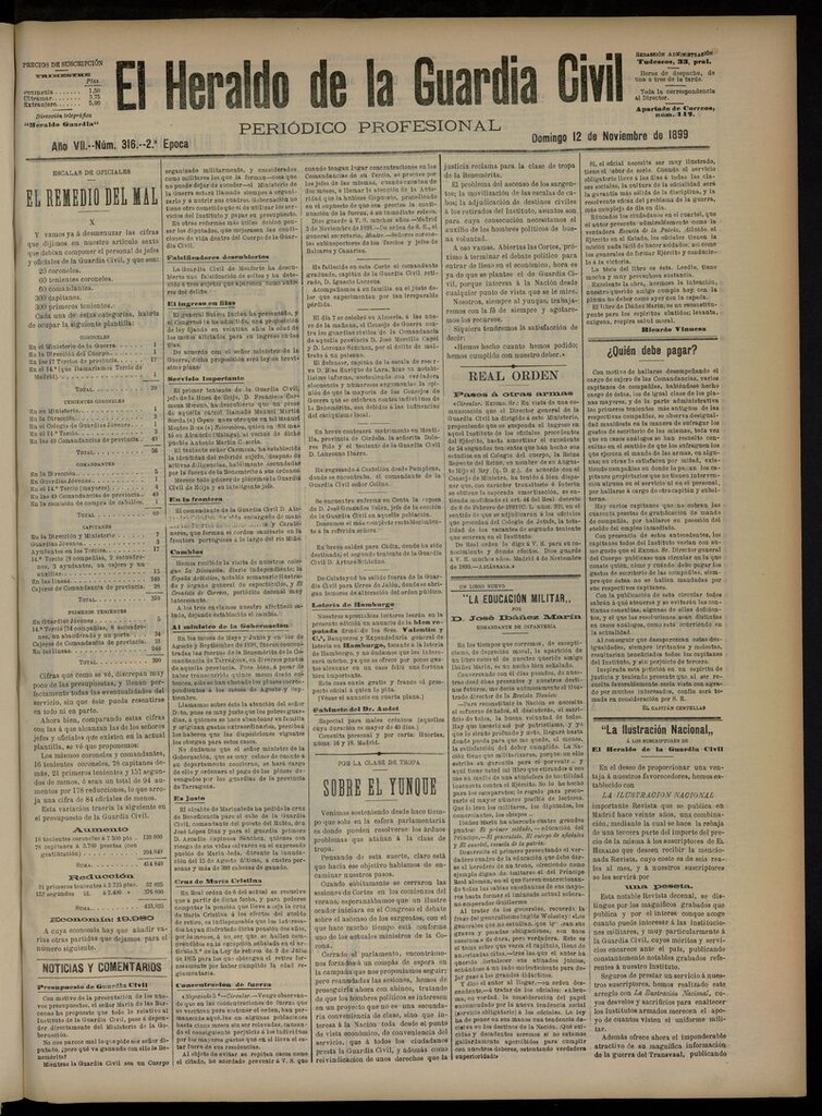 Miniatura de Heraldo de la Guardia Civil del 12 de noviembre de 1899