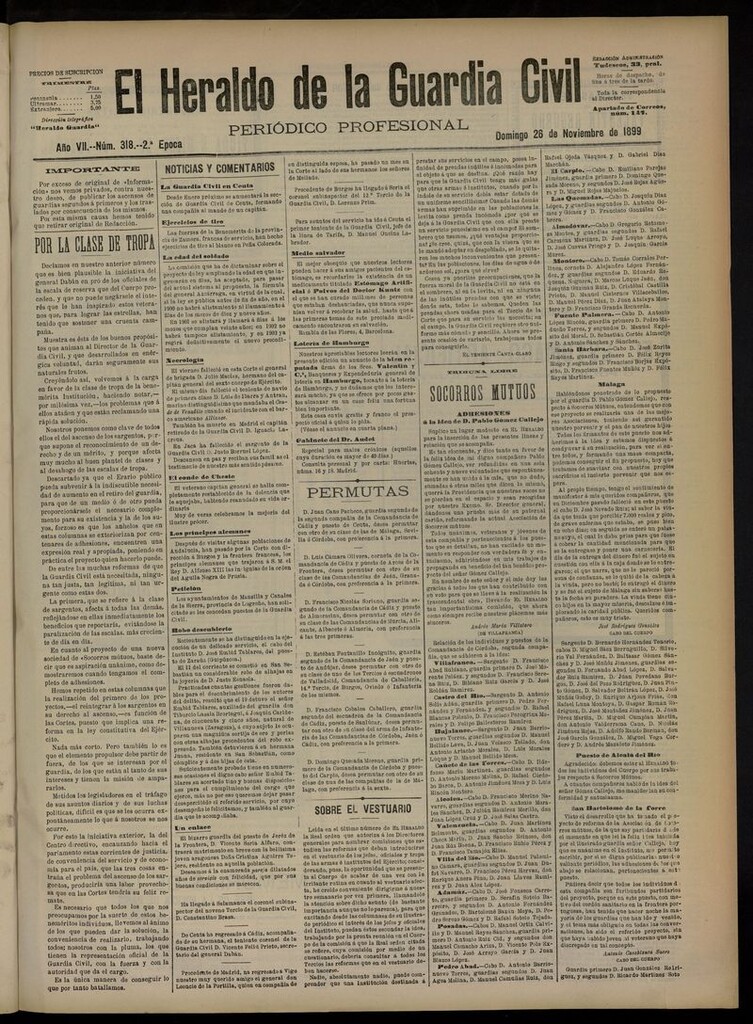 Miniatura de Heraldo de la Guardia Civil del 26 de noviembre de 1899