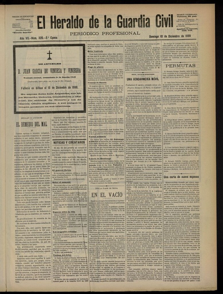 Miniatura de Heraldo de la Guardia Civil del 10 de diciembre de 1899