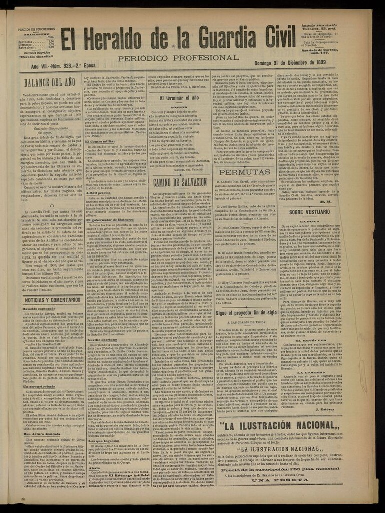 Miniatura de Heraldo de la Guardia Civil del 31 de diciembre de 1899