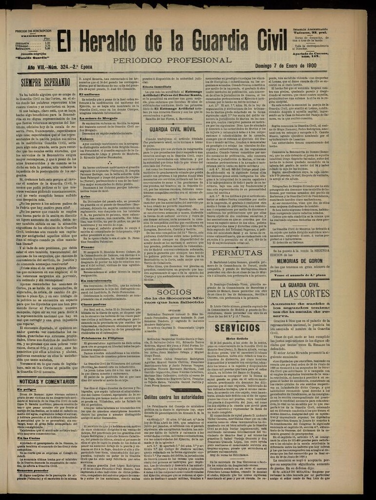 Miniatura de Heraldo de la Guardia Civil del 7 de enero de 1900