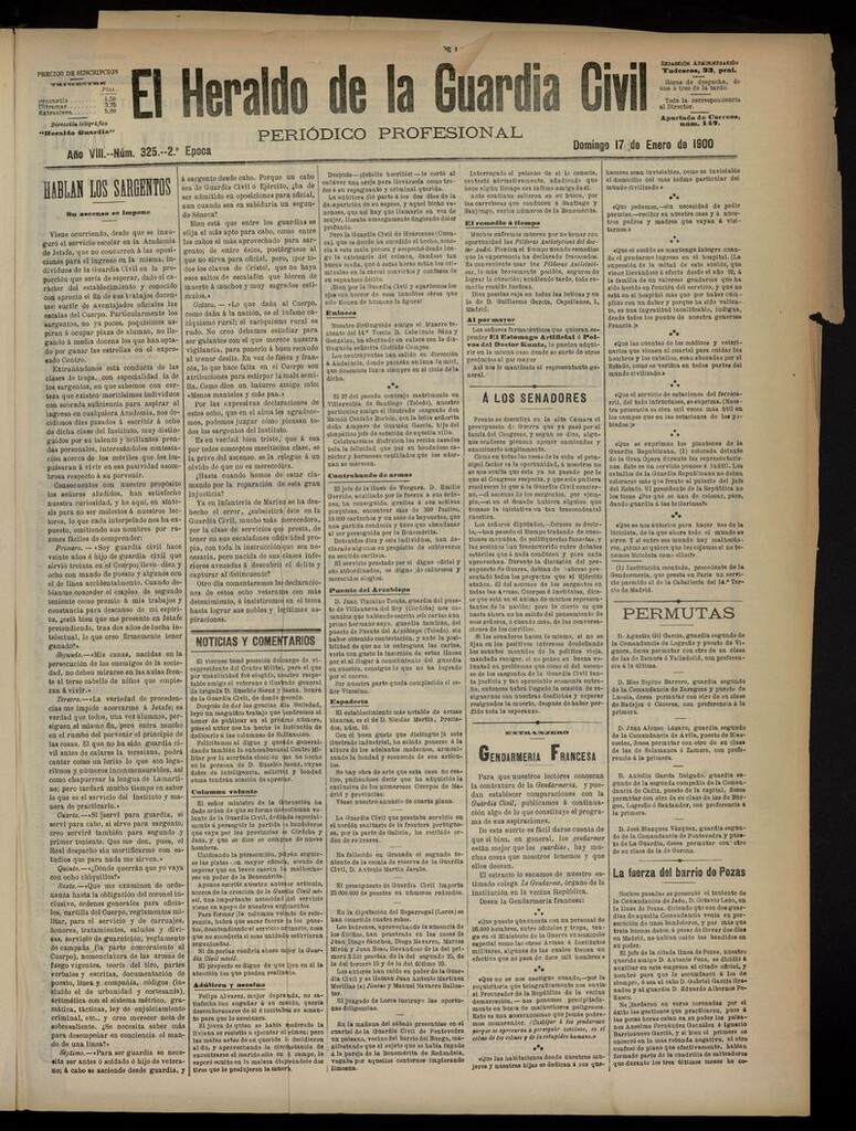 Miniatura de Heraldo de la Guardia Civil del 17 de enero de 1900