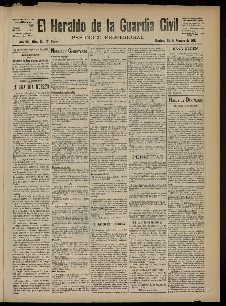 Miniatura de Heraldo de la Guardia Civil del 25 de febrero de 1900