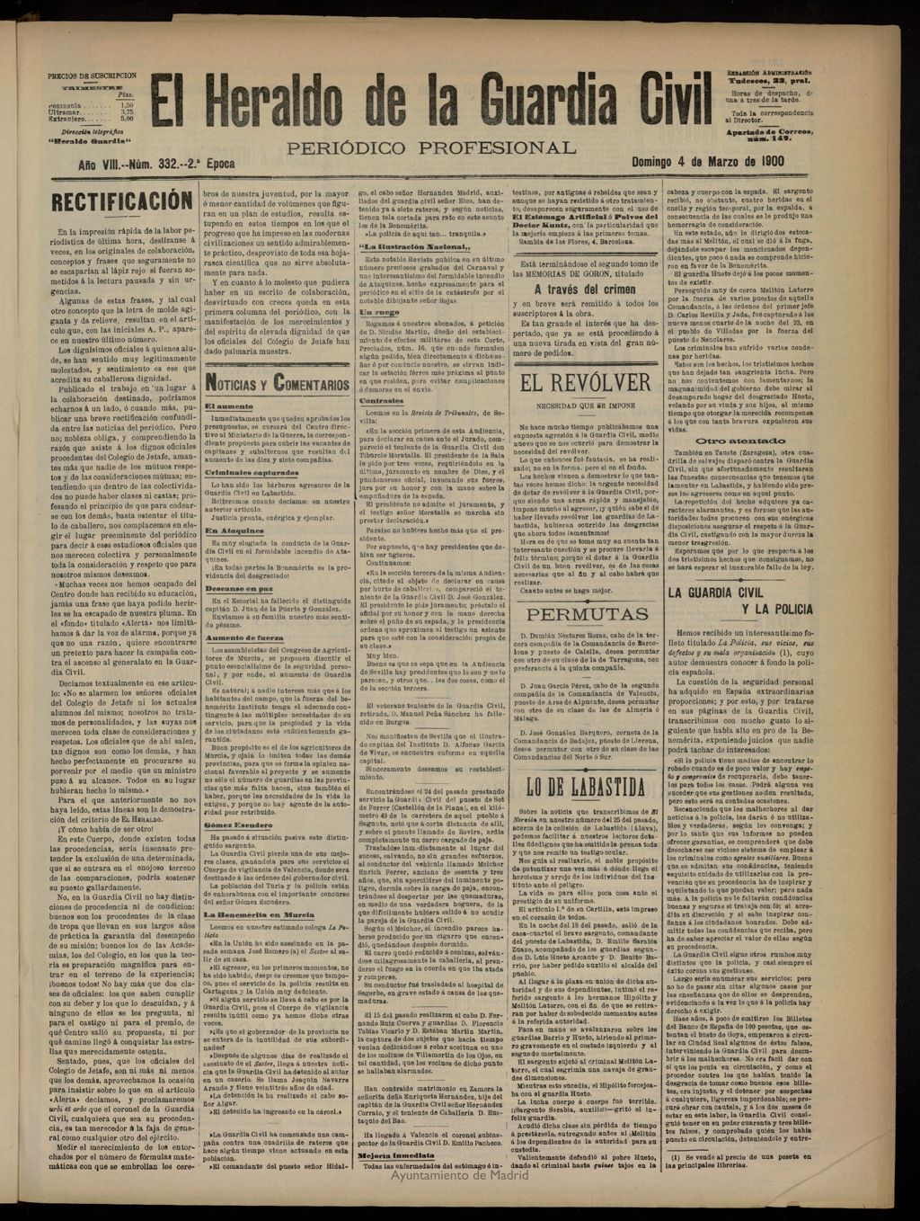 Miniatura de Heraldo de la Guardia Civil del 4 de marzo de 1900